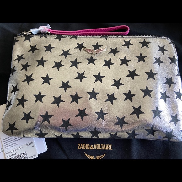 Zadig & Voltaire Uma Stars Circus Wristlet Silver - Picture 2 of 11